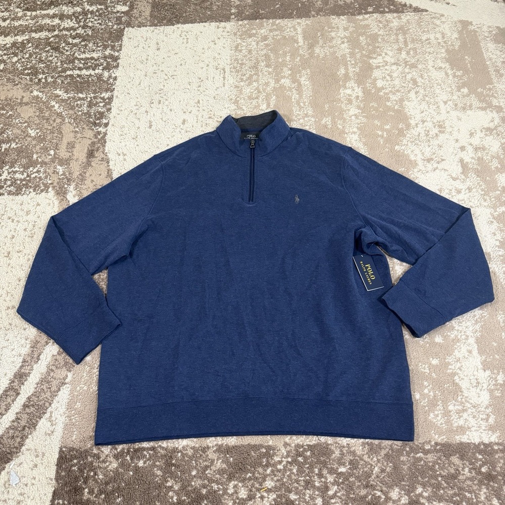 Polo Ralph Lauren 1/4 Zip Spring Navy Pullover Sweater Men's 2XL Preppy NWT
